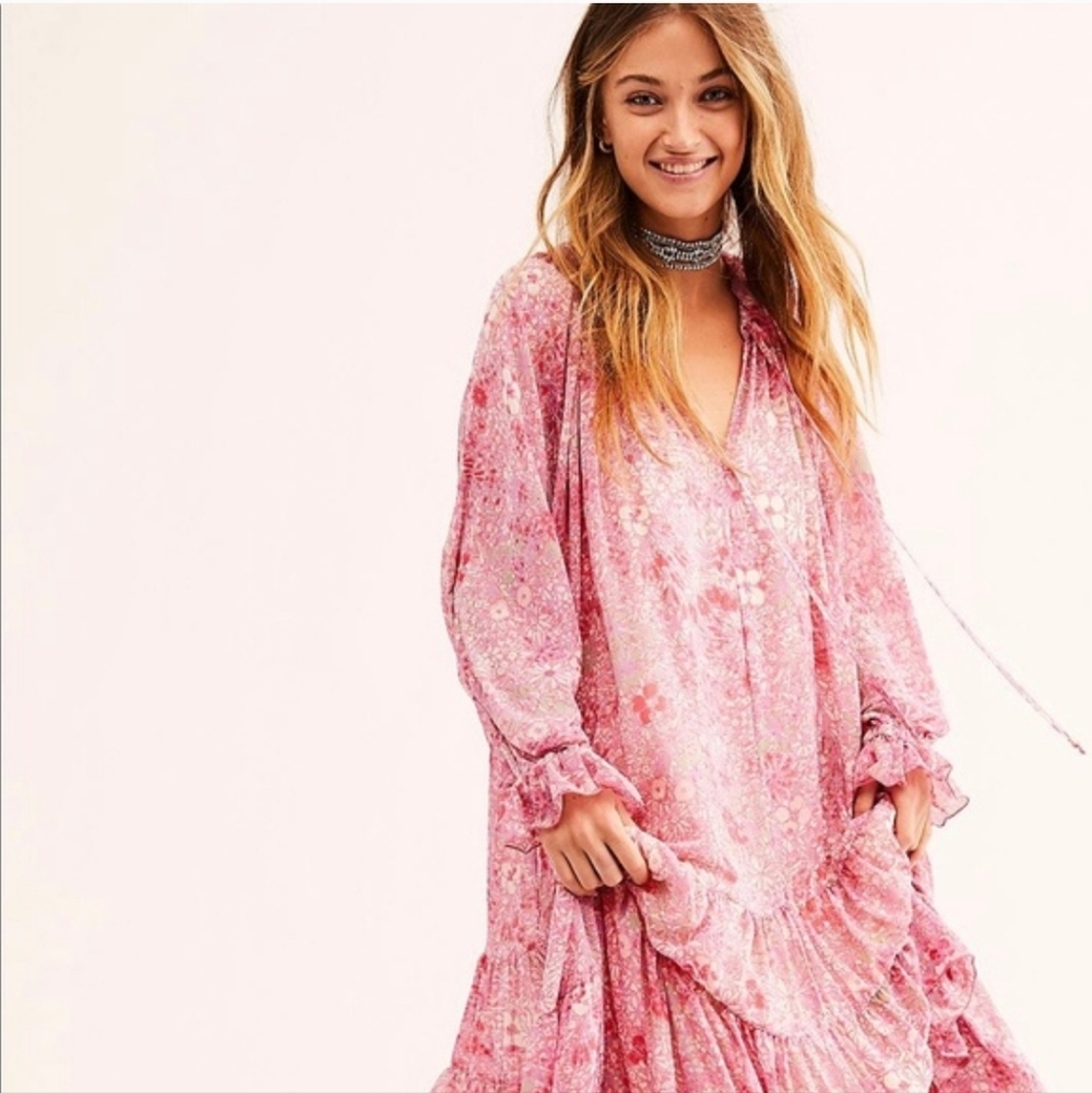 Free People Feeling Groovy Pink Floral maxi dress - Picture 2 of 16